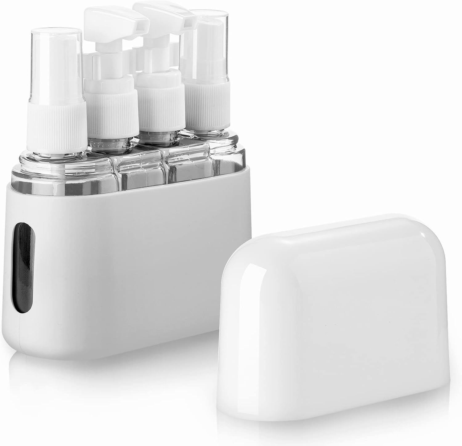 Madenia Reseflaskor, set för toalettartiklar, reseflaska 50 ml, transparent, 4 delar, läckagesäkra vätskebehållare för kosmetika med etikett