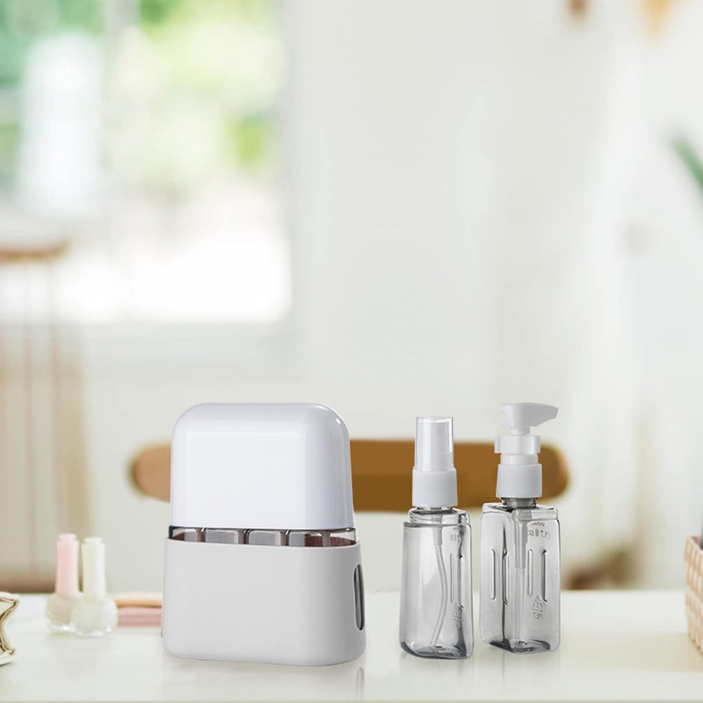 Madenia Reseflaskor, set för toalettartiklar, reseflaska 50 ml, transparent, 4 delar, läckagesäkra vätskebehållare för kosmetika med etikett