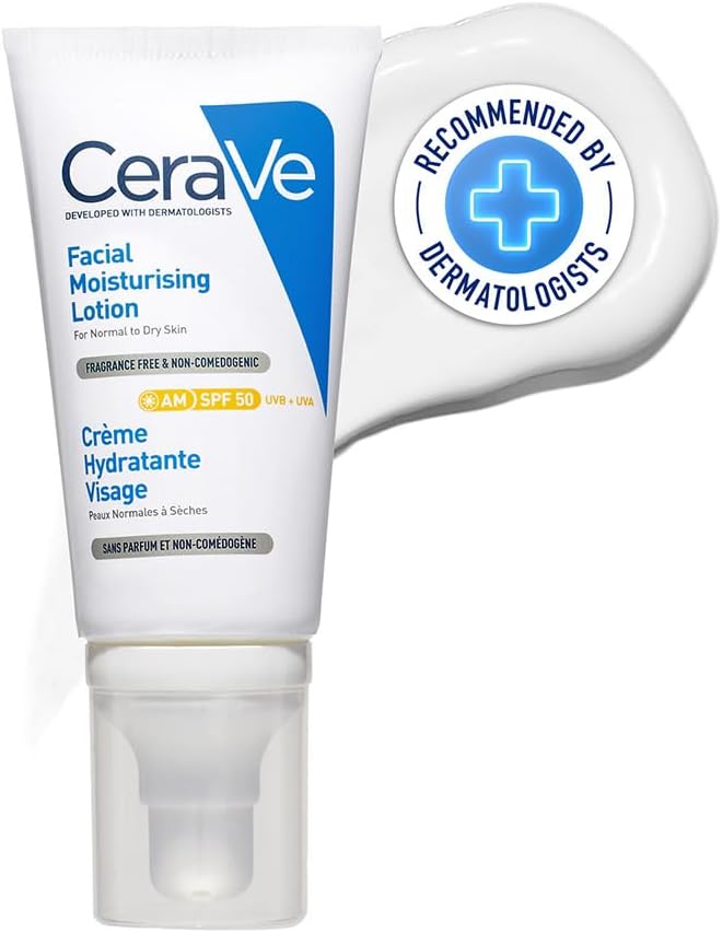 CeraVe Fuktkräm för ansiktet med SPF 50, kräm för torr till mycket torr hud, dagkräm med hyaluron och 3 essentiella ceramider, 1 x 52 ml