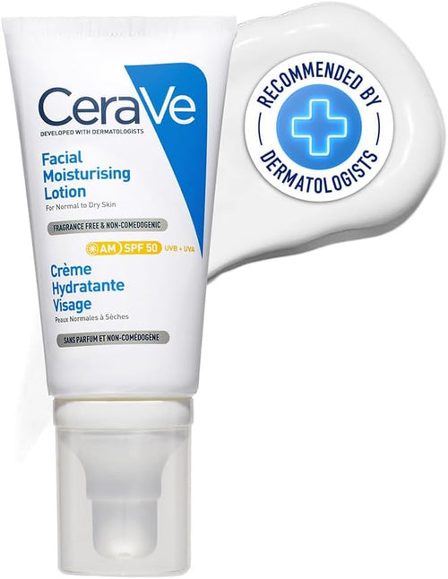 CeraVe Fuktkräm för ansiktet med SPF 50, kräm för torr till mycket torr hud, dagkräm med hyaluron och 3 essentiella ceramider, 1 x 52 ml