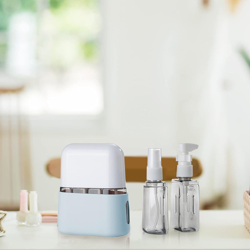 Madenia Reseflaskor, set för toalettartiklar, reseflaska 50 ml, transparent, 4 delar, läckagesäkra vätskebehållare för kosmetika med etikett