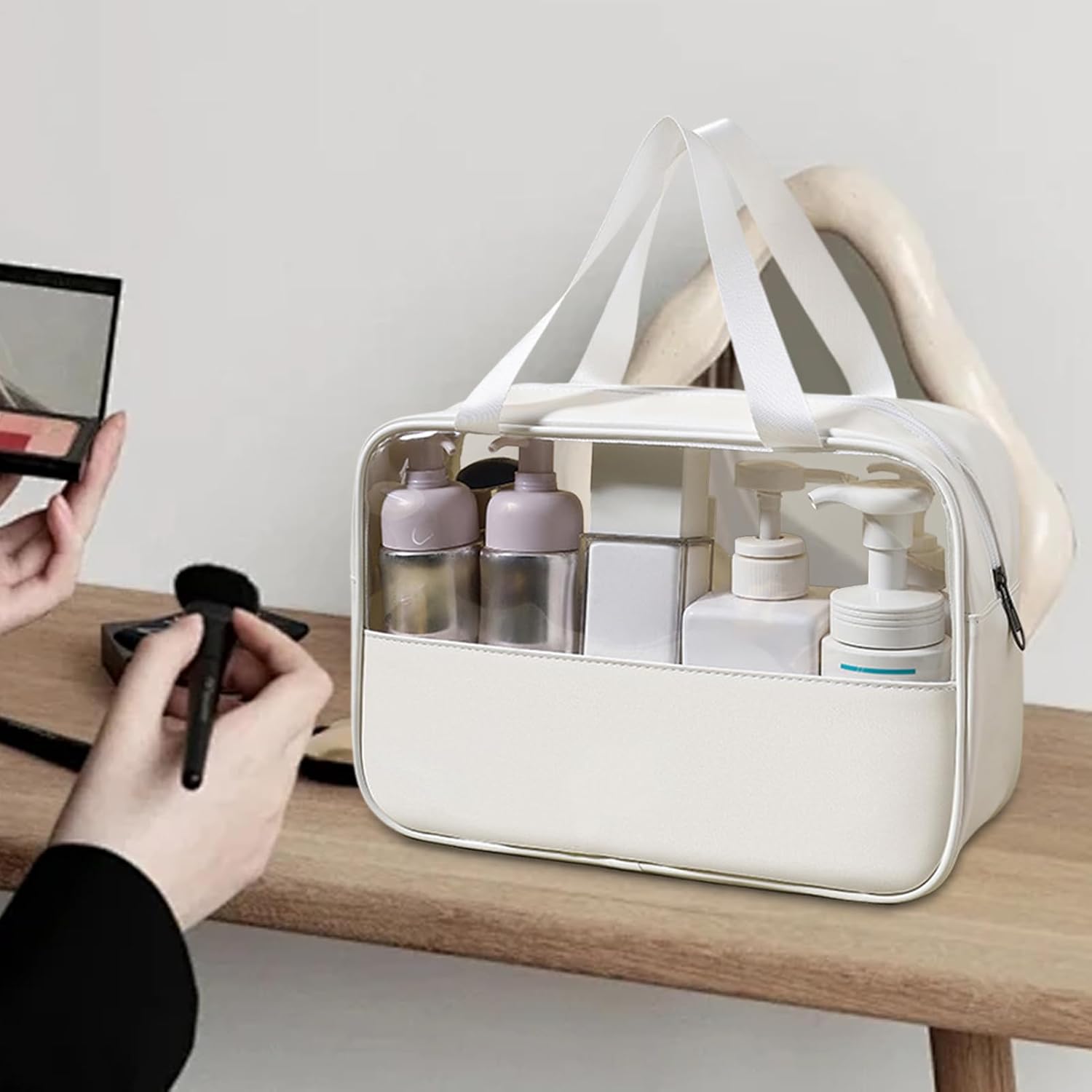 Large Capacity Travel Cosmetic Bag, Waterproof Toiletry Organizer, Lightweight Makeup Storage Pouch, Portable Bathroom Essentials Holder Ideal for Men & Women, Travel, Home, Gym