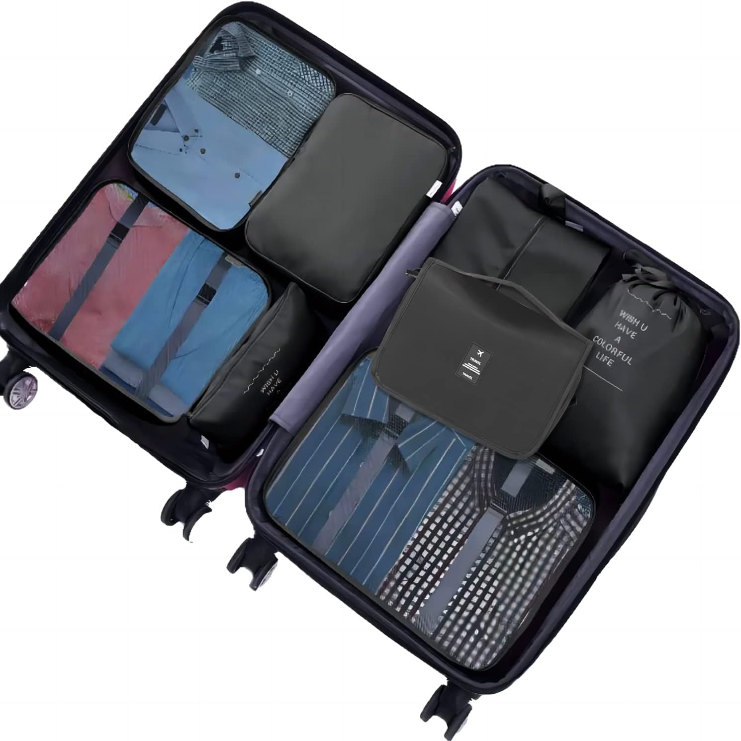 MURISE 8-Piece Packing Cubes, Clothes Bags, Travel Bag Organizer for Holiday and Travel, Packing Cube Travel Cubes, Travel Organization System
