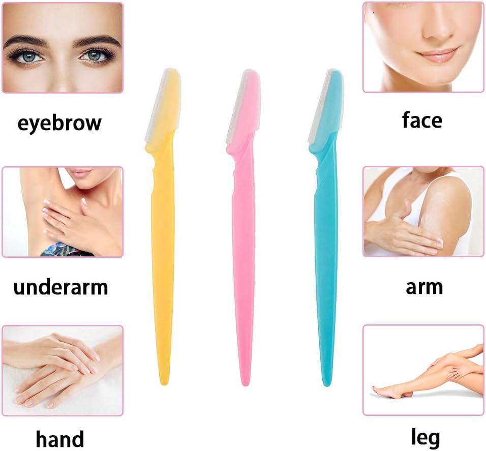 ILLUVA Hårborttagare för ansiktshår, ögonbryn, rakhyvel, rakapparat, trimmer, formande, exfolierande ”dermaplaning”-verktyg för kvinnor och män, 6 stycken