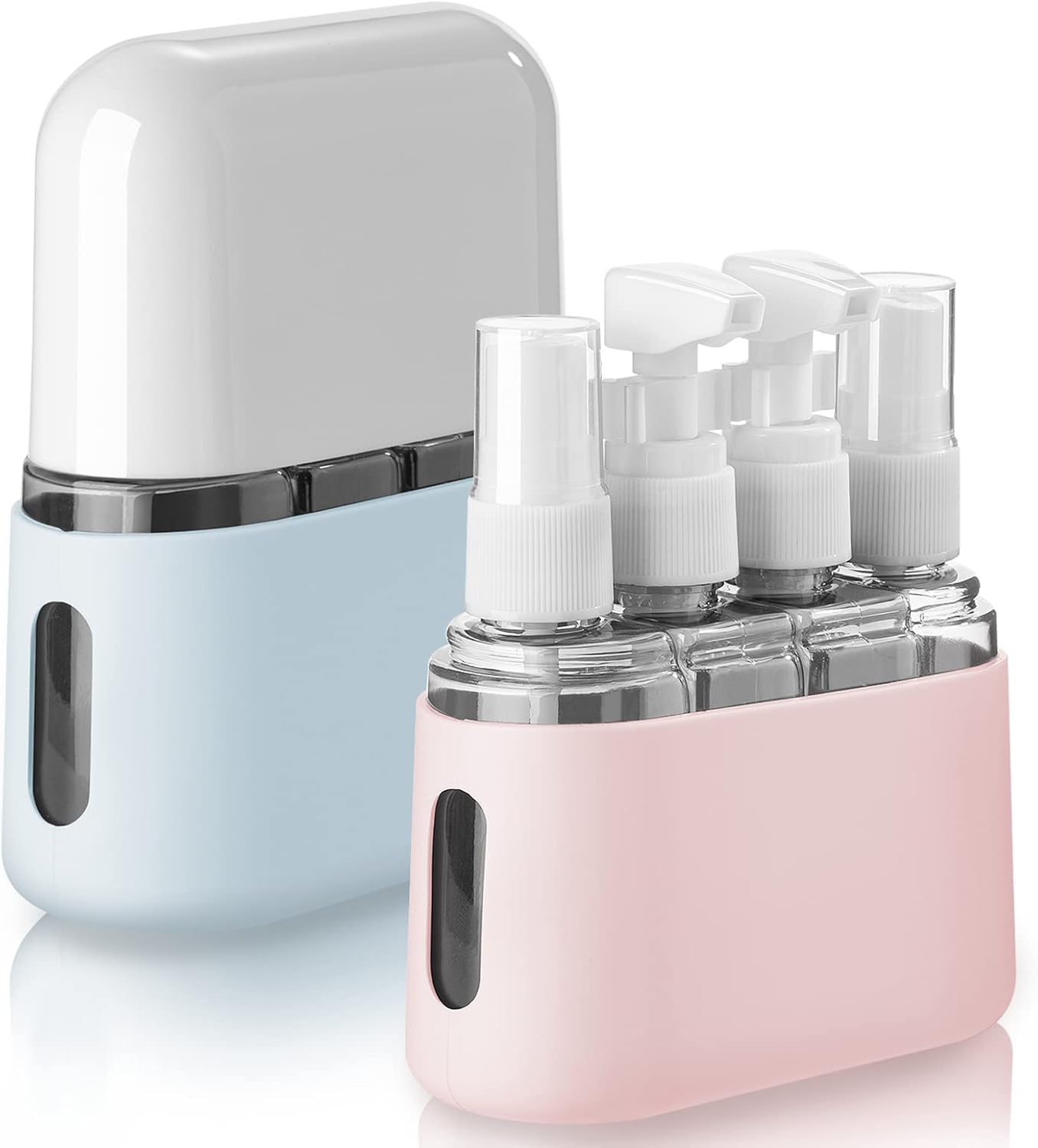 Madenia Reseflaskor, set för toalettartiklar, reseflaska 50 ml, transparent, 4 delar, läckagesäkra vätskebehållare för kosmetika med etikett