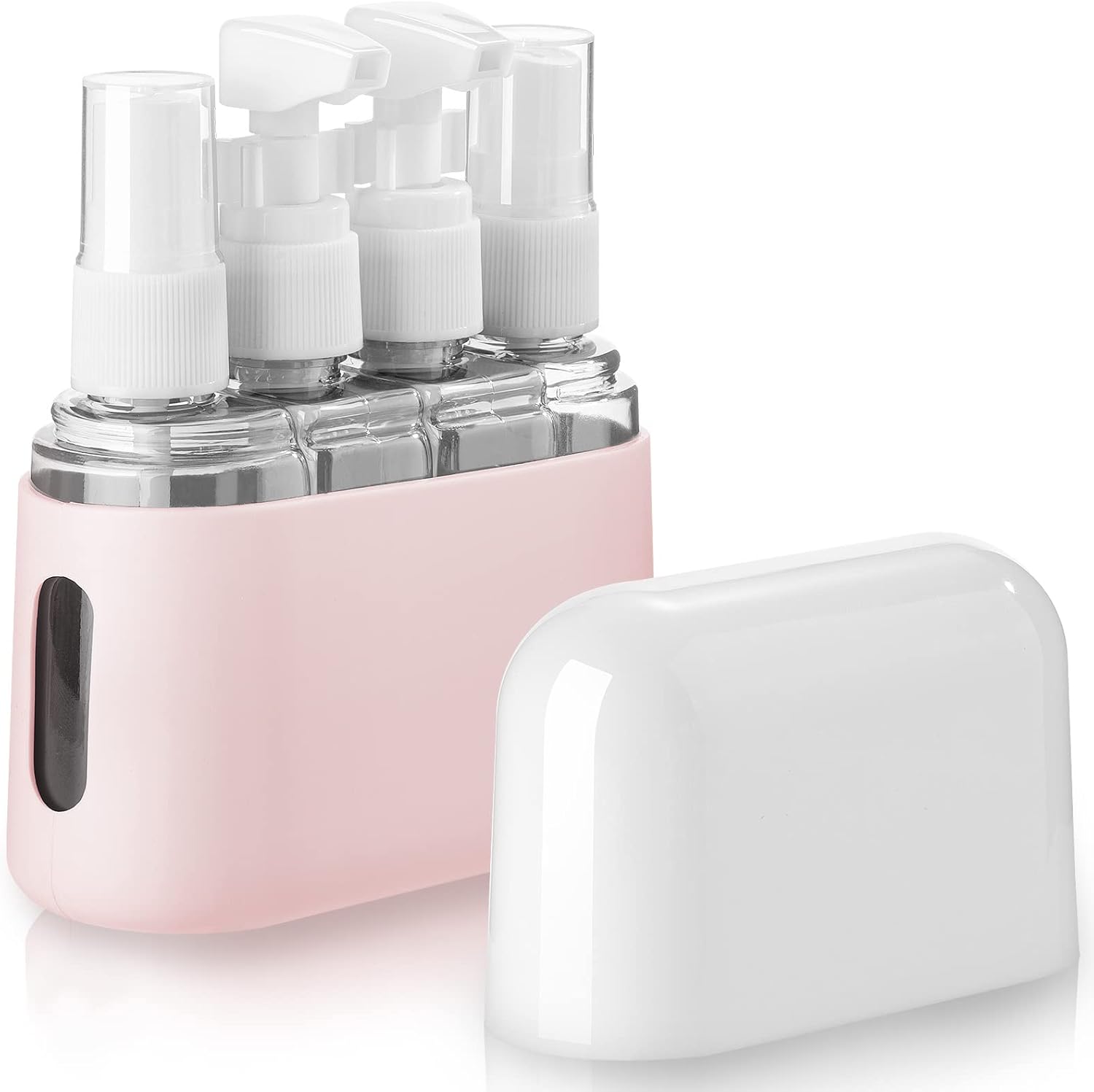 Madenia Reseflaskor, set för toalettartiklar, reseflaska 50 ml, transparent, 4 delar, läckagesäkra vätskebehållare för kosmetika med etikett