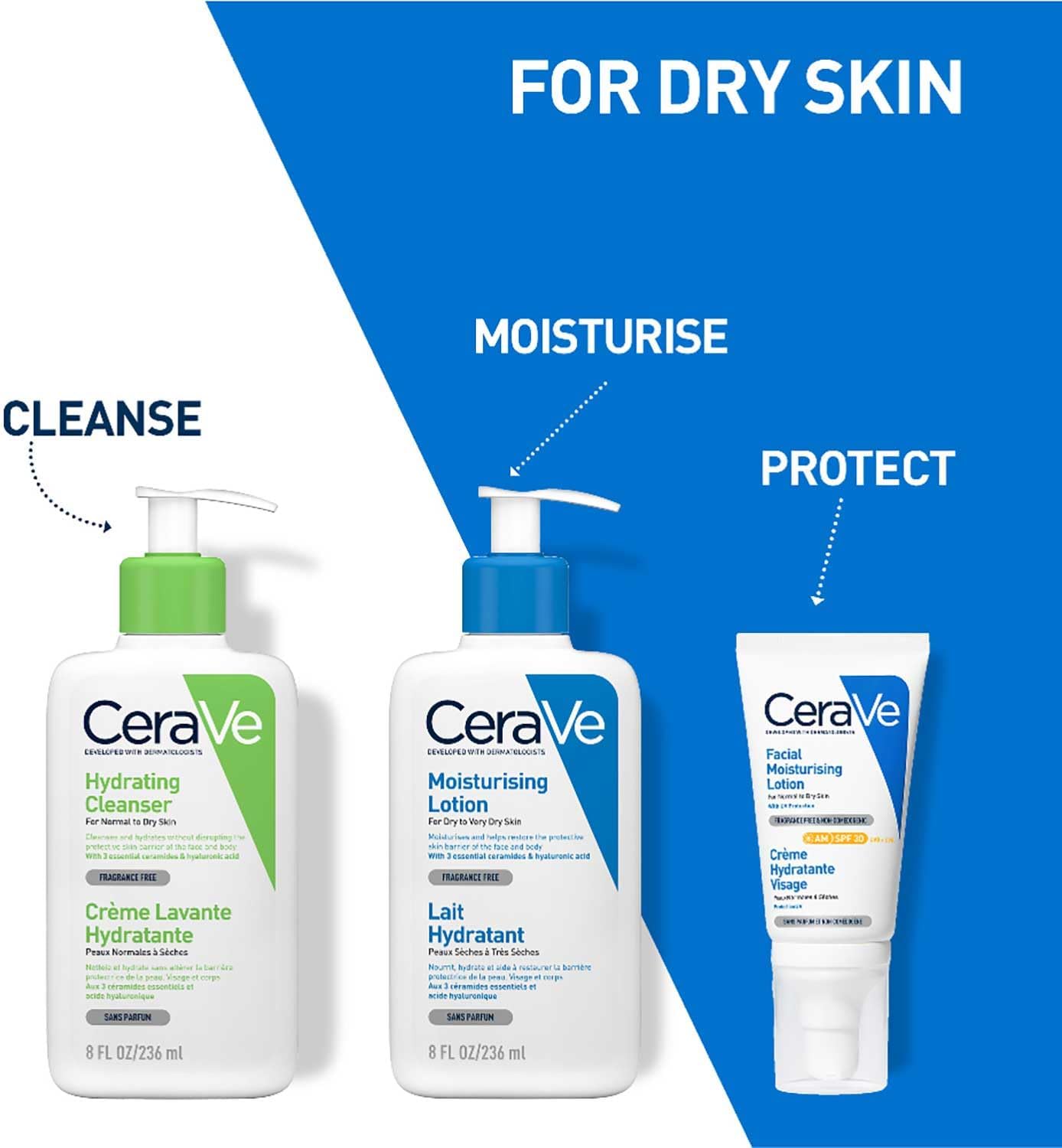 CeraVe MB094800 Kroppslotion, Vit, Blå, 236 ml