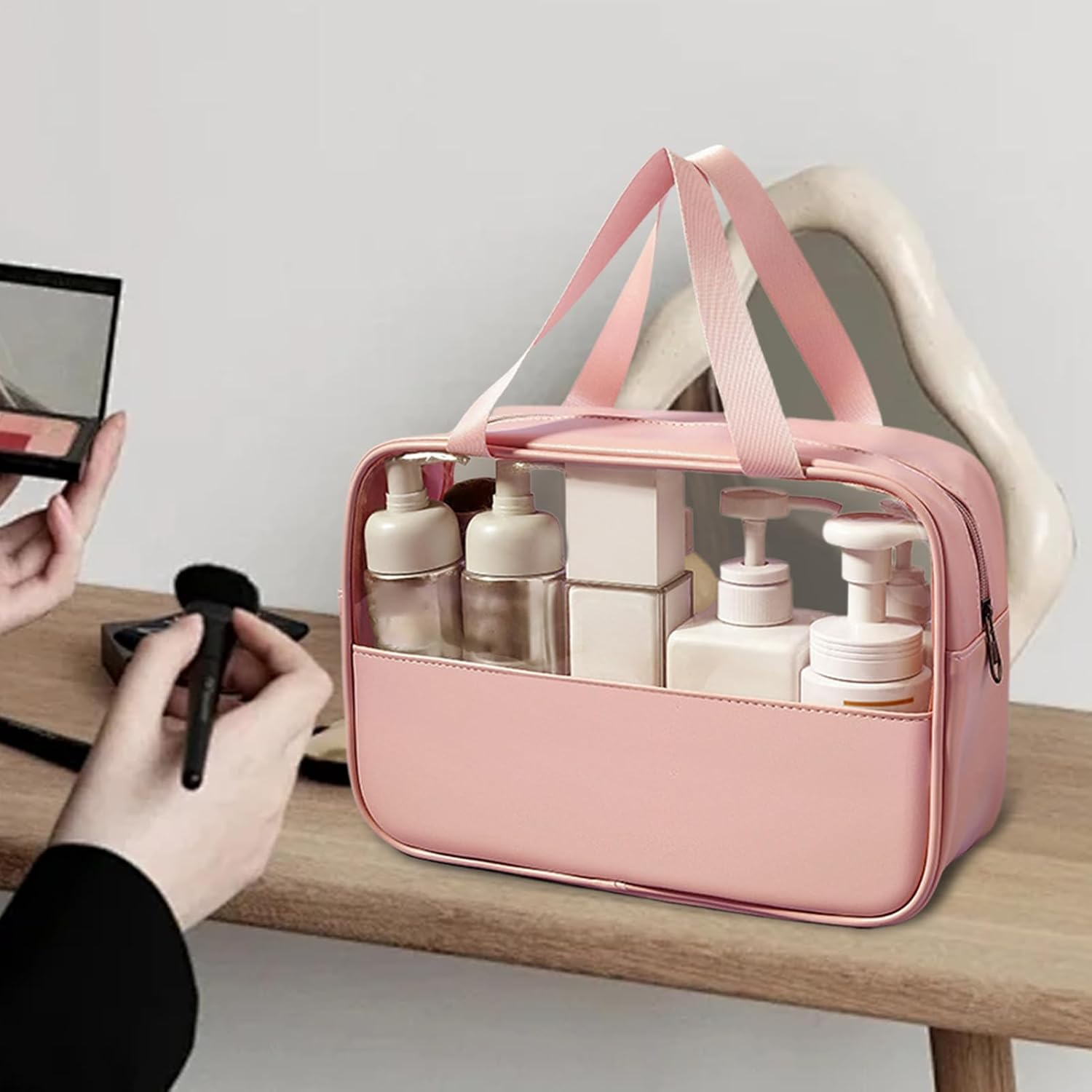 Large Capacity Travel Cosmetic Bag, Waterproof Toiletry Organizer, Lightweight Makeup Storage Pouch, Portable Bathroom Essentials Holder Ideal for Men & Women, Travel, Home, Gym