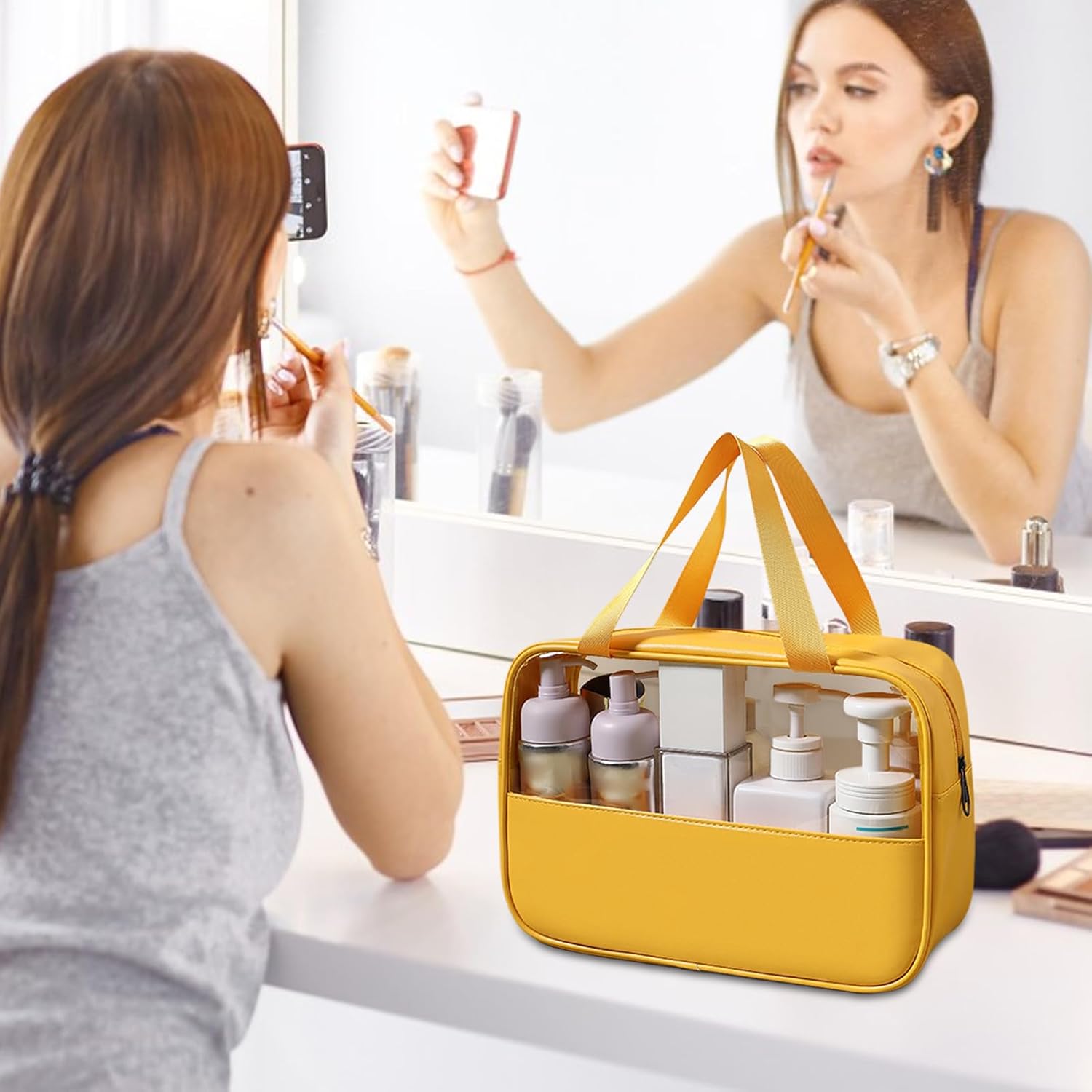Large Capacity Travel Cosmetic Bag, Waterproof Toiletry Organizer, Lightweight Makeup Storage Pouch, Portable Bathroom Essentials Holder Ideal for Men & Women, Travel, Home, Gym