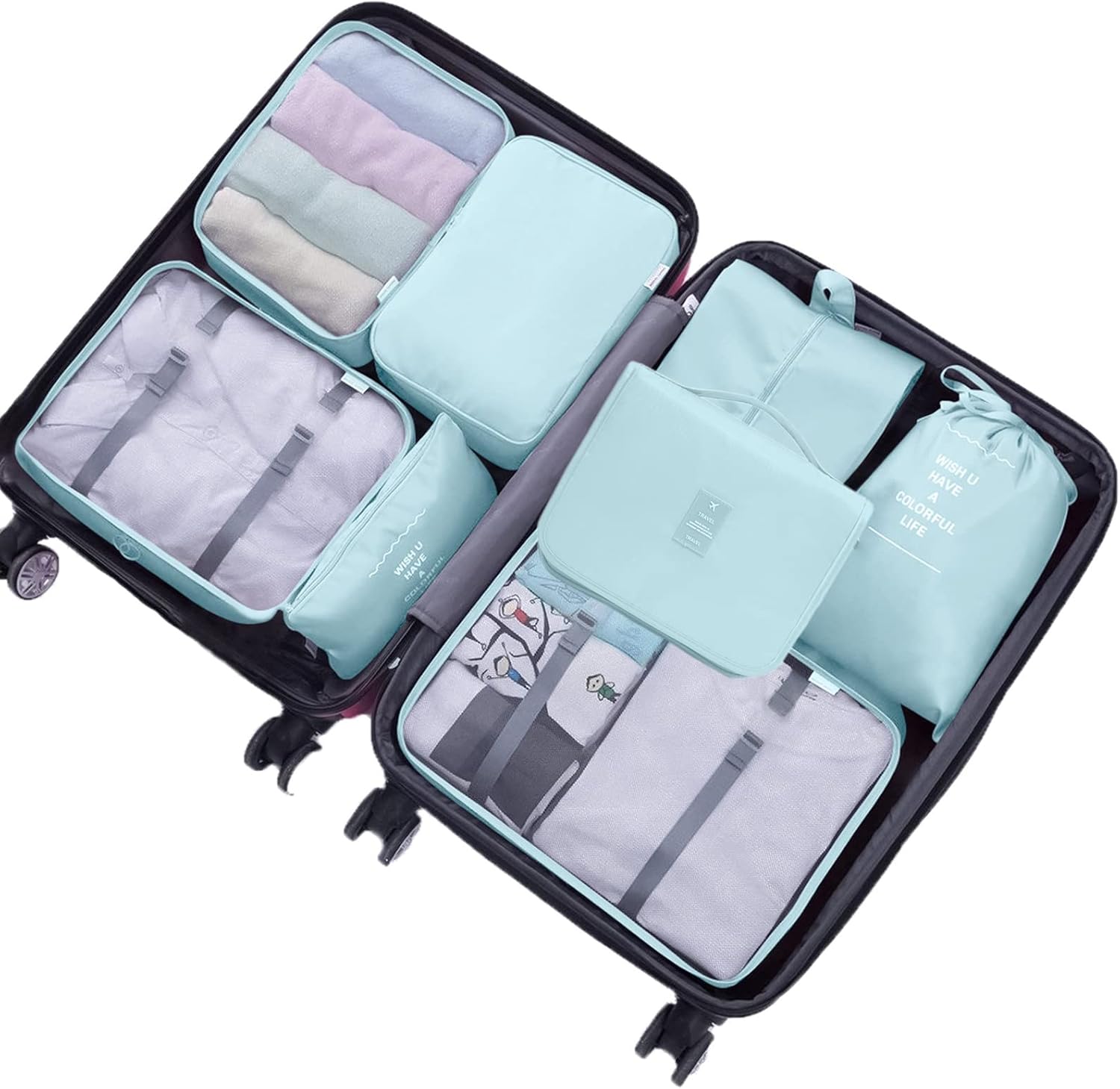MURISE 8-Piece Packing Cubes, Clothes Bags, Travel Bag Organizer for Holiday and Travel, Packing Cube Travel Cubes, Travel Organization System