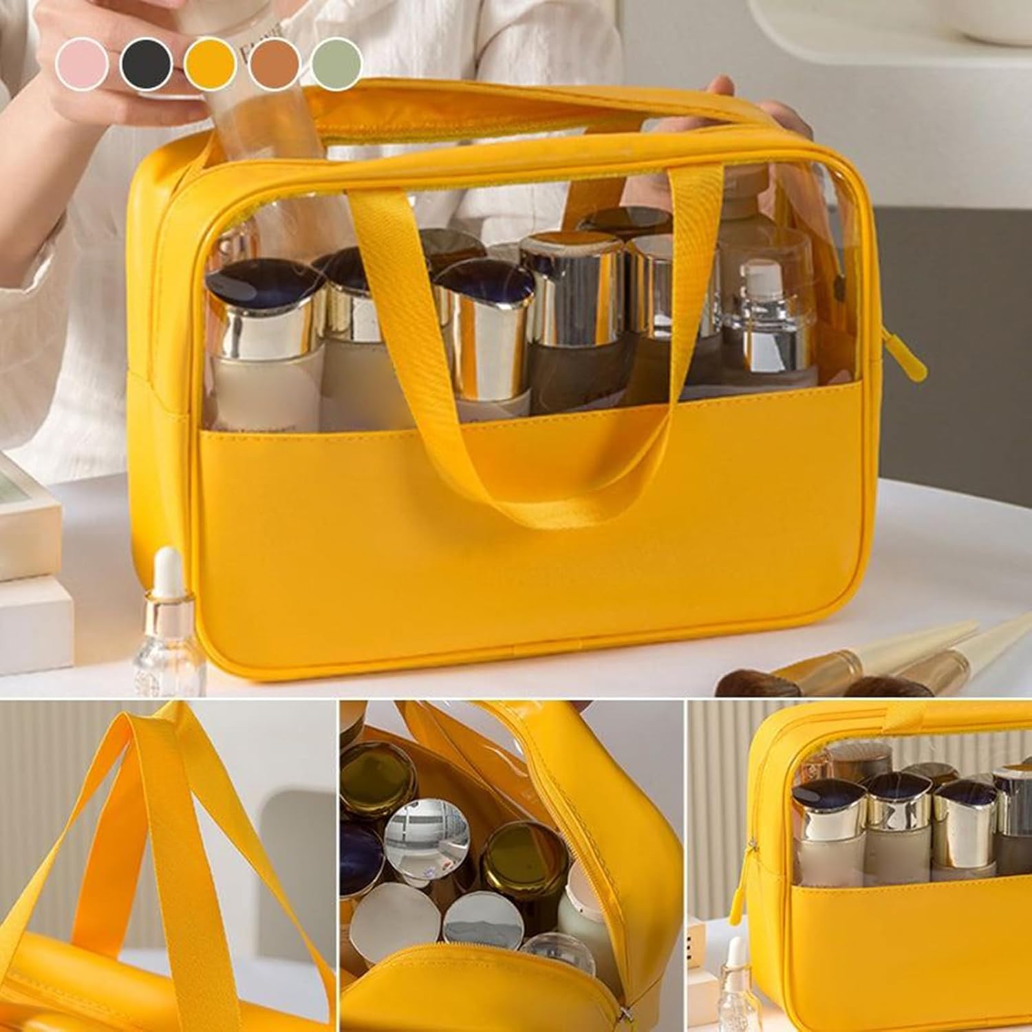 Large Capacity Travel Cosmetic Bag, Waterproof Toiletry Organizer, Lightweight Makeup Storage Pouch, Portable Bathroom Essentials Holder Ideal for Men & Women, Travel, Home, Gym