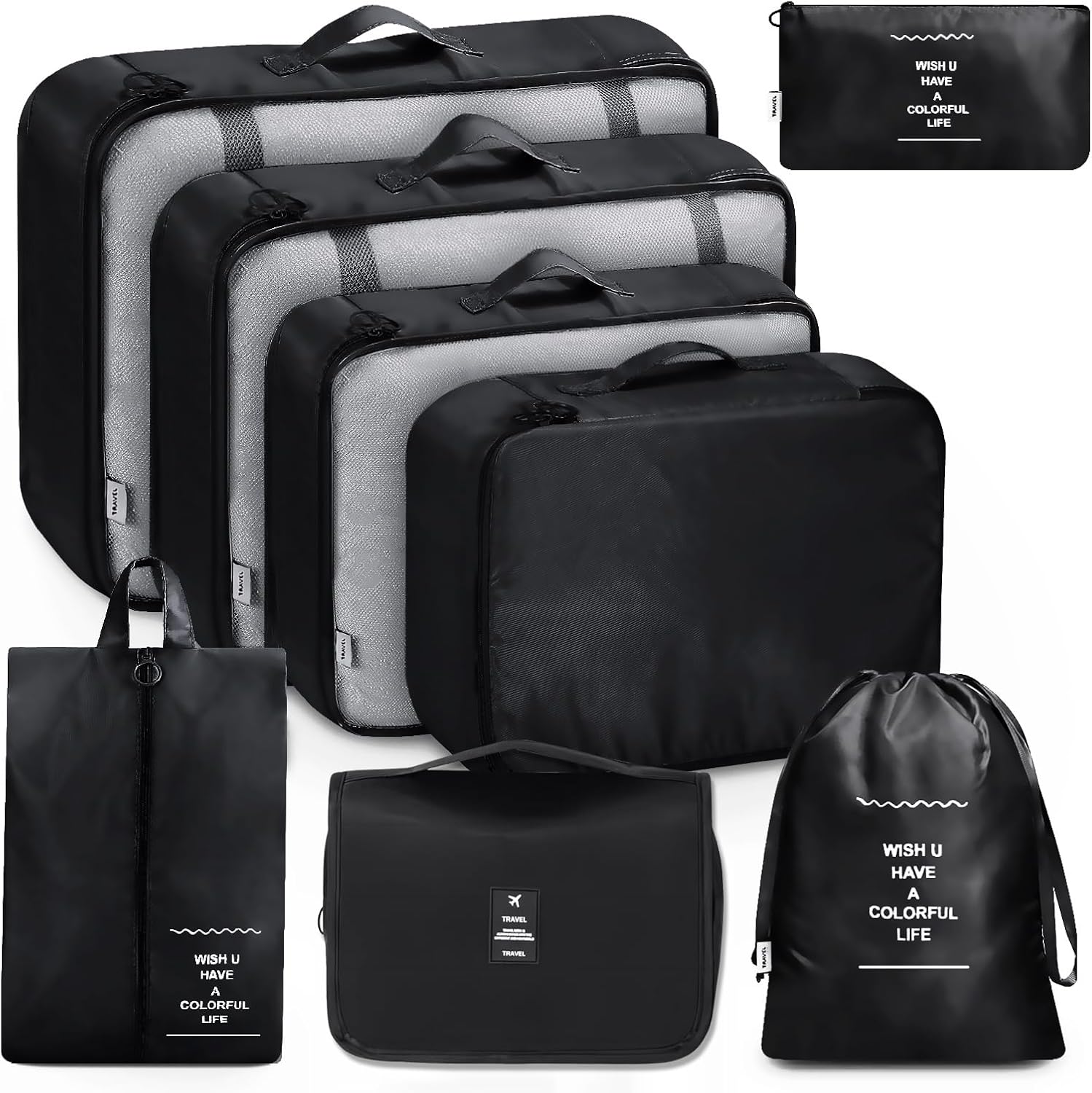 MURISE 8-Piece Packing Cubes, Clothes Bags, Travel Bag Organizer for Holiday and Travel, Packing Cube Travel Cubes, Travel Organization System
