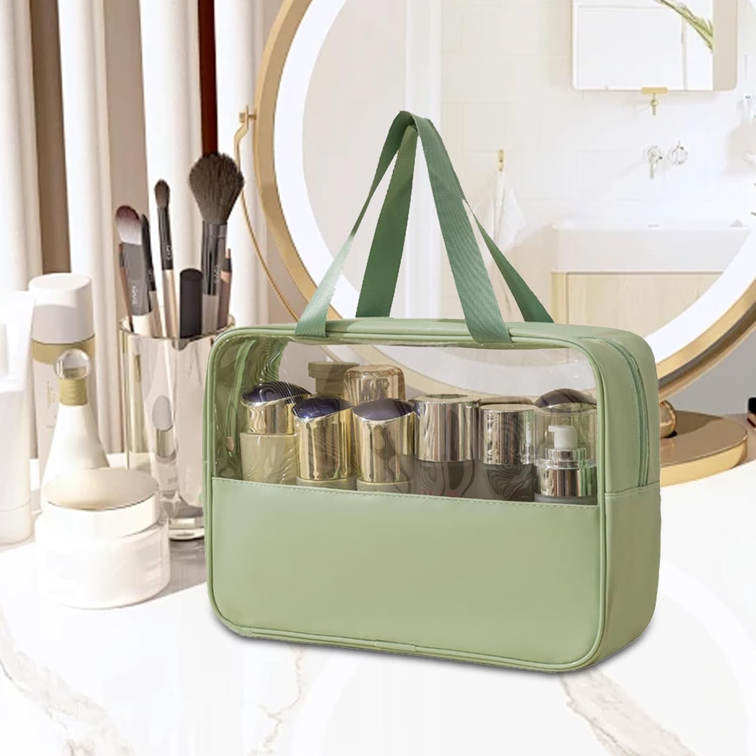 Large Capacity Travel Cosmetic Bag, Waterproof Toiletry Organizer, Lightweight Makeup Storage Pouch, Portable Bathroom Essentials Holder Ideal for Men & Women, Travel, Home, Gym