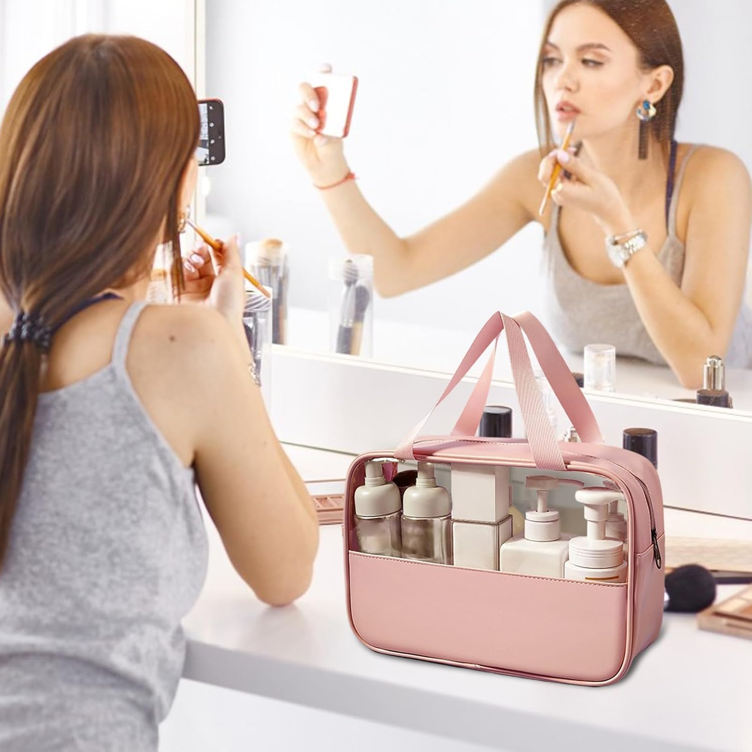 Large Capacity Travel Cosmetic Bag, Waterproof Toiletry Organizer, Lightweight Makeup Storage Pouch, Portable Bathroom Essentials Holder Ideal for Men & Women, Travel, Home, Gym
