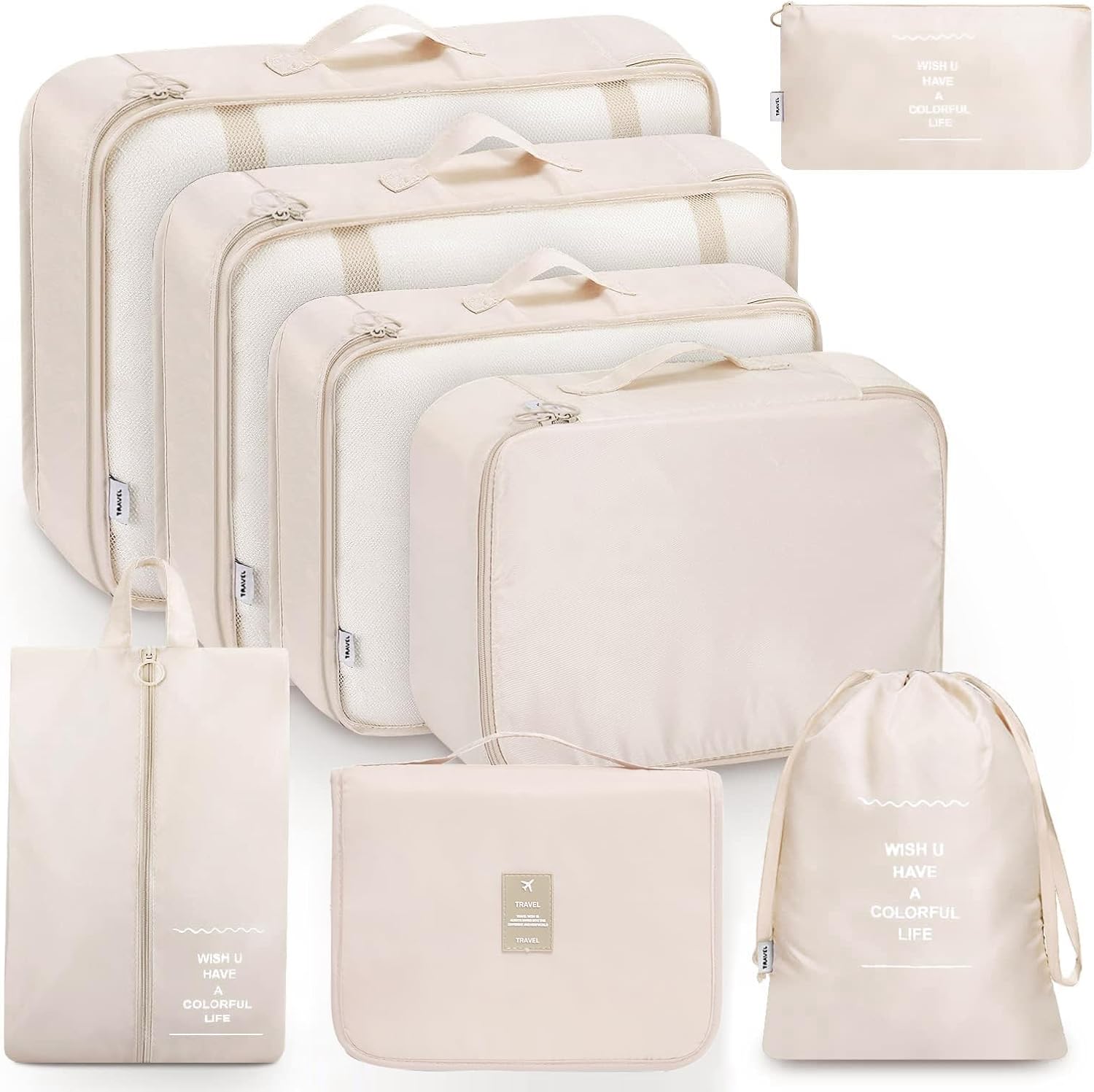 MURISE 8-Piece Packing Cubes, Clothes Bags, Travel Bag Organizer for Holiday and Travel, Packing Cube Travel Cubes, Travel Organization System