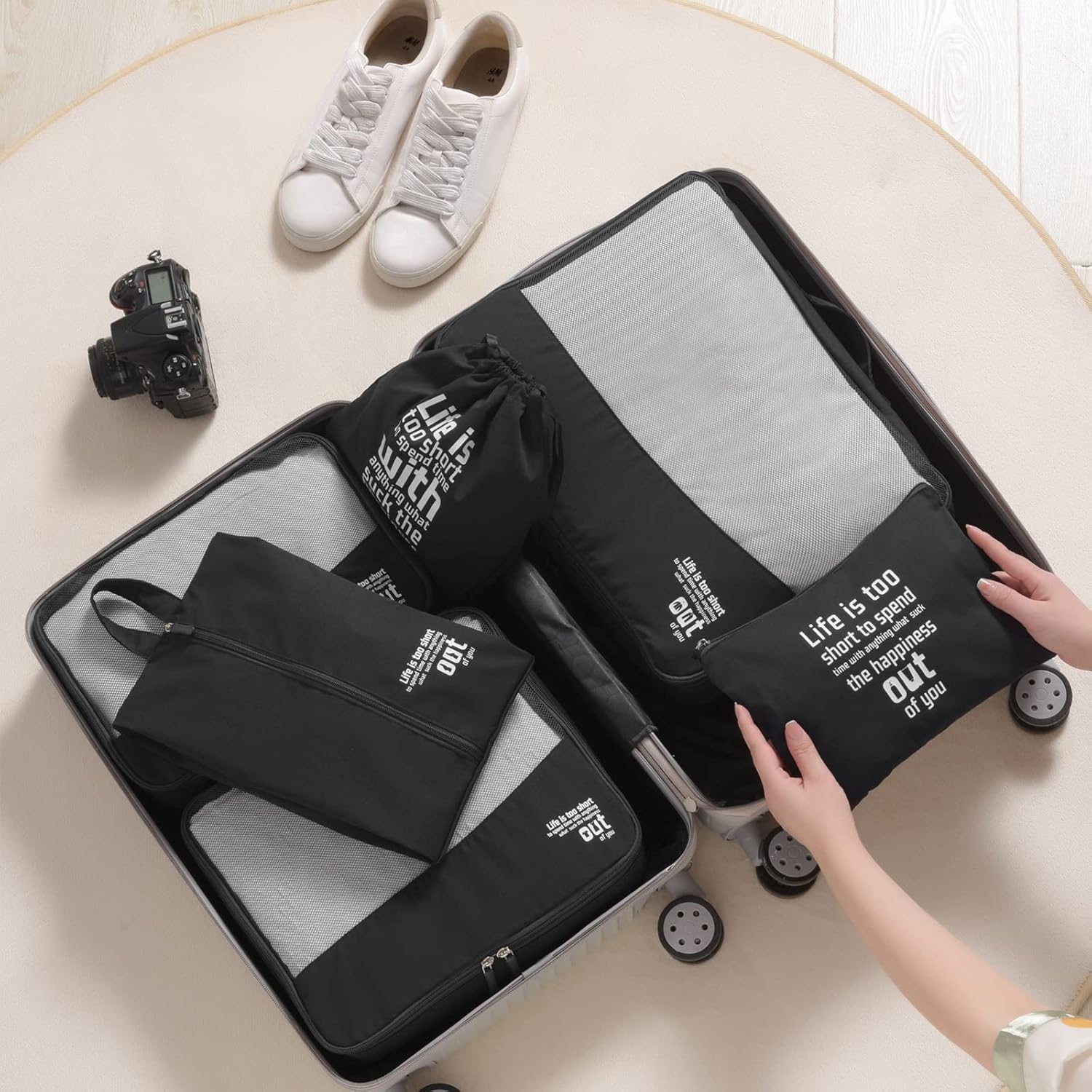 MURISE 8-Piece Packing Cubes, Clothes Bags, Travel Bag Organizer for Holiday and Travel, Packing Cube Travel Cubes, Travel Organization System