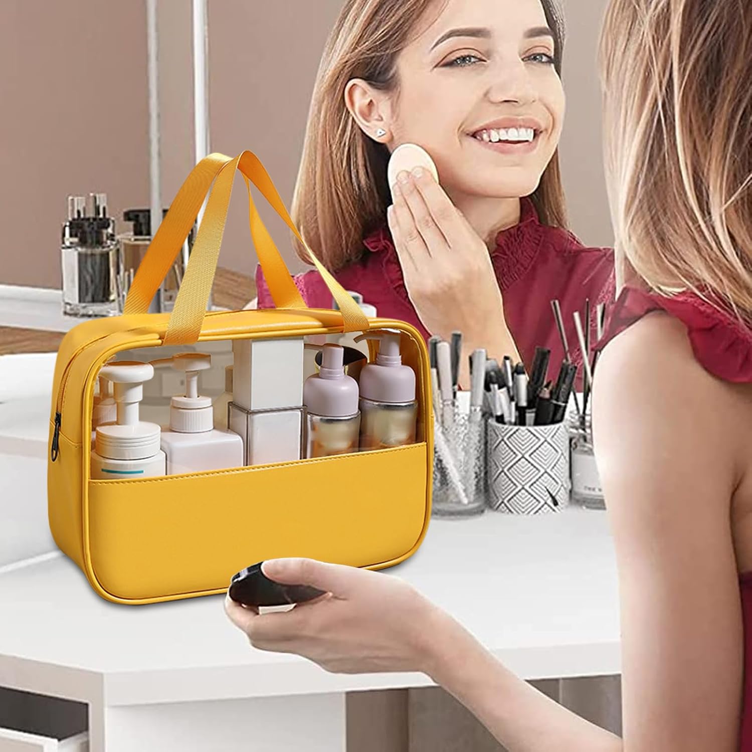 Large Capacity Travel Cosmetic Bag, Waterproof Toiletry Organizer, Lightweight Makeup Storage Pouch, Portable Bathroom Essentials Holder Ideal for Men & Women, Travel, Home, Gym