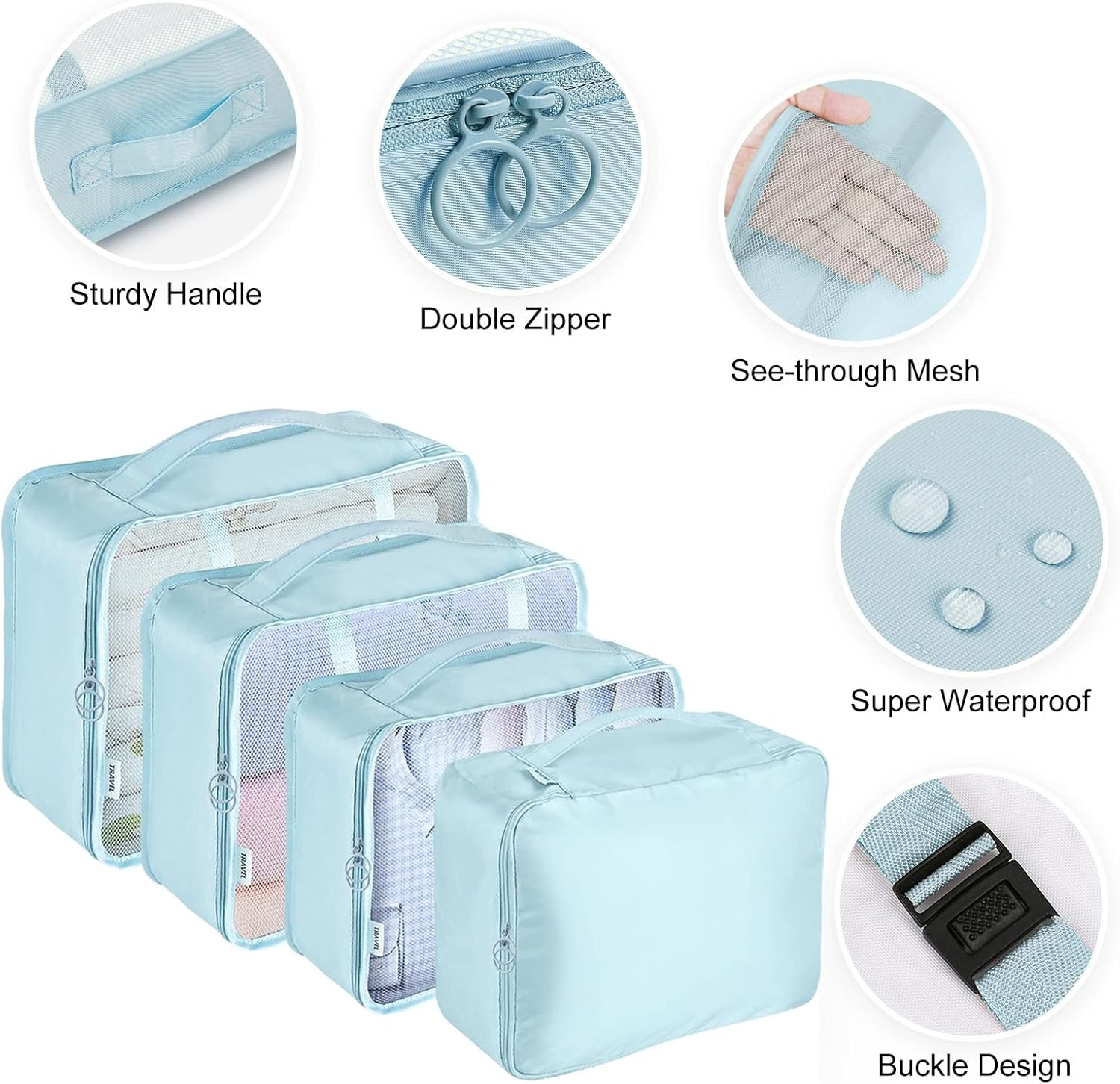 MURISE 8-Piece Packing Cubes, Clothes Bags, Travel Bag Organizer for Holiday and Travel, Packing Cube Travel Cubes, Travel Organization System