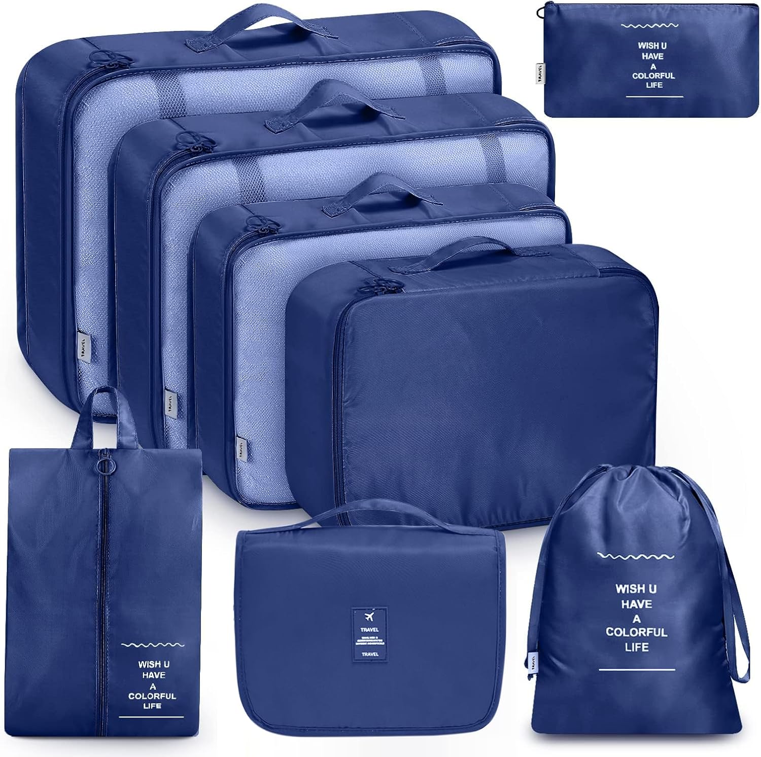 MURISE 8-Piece Packing Cubes, Clothes Bags, Travel Bag Organizer for Holiday and Travel, Packing Cube Travel Cubes, Travel Organization System