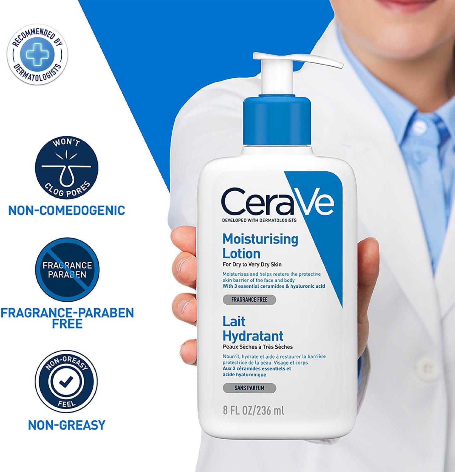 CeraVe MB094800 Kroppslotion, Vit, Blå, 236 ml