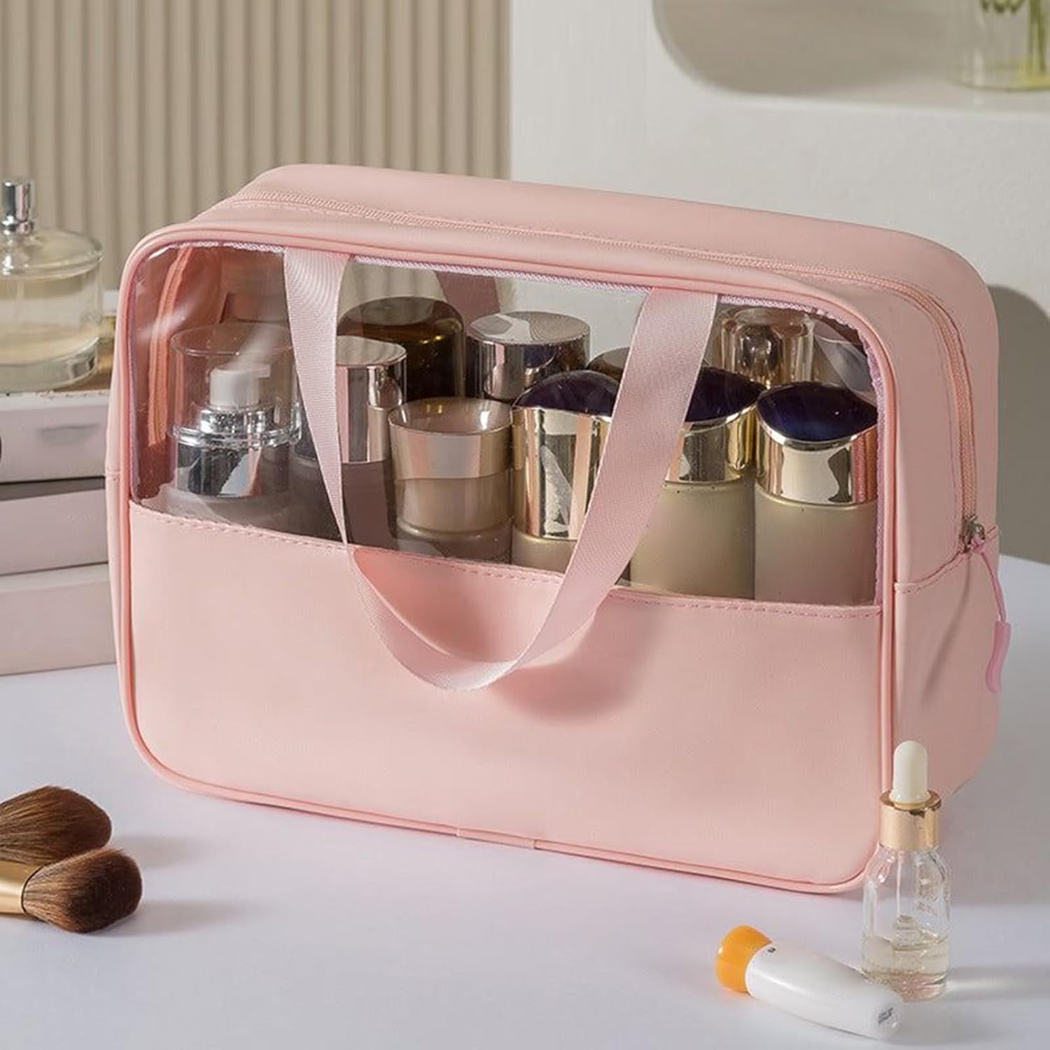 Large Capacity Travel Cosmetic Bag, Waterproof Toiletry Organizer, Lightweight Makeup Storage Pouch, Portable Bathroom Essentials Holder Ideal for Men & Women, Travel, Home, Gym