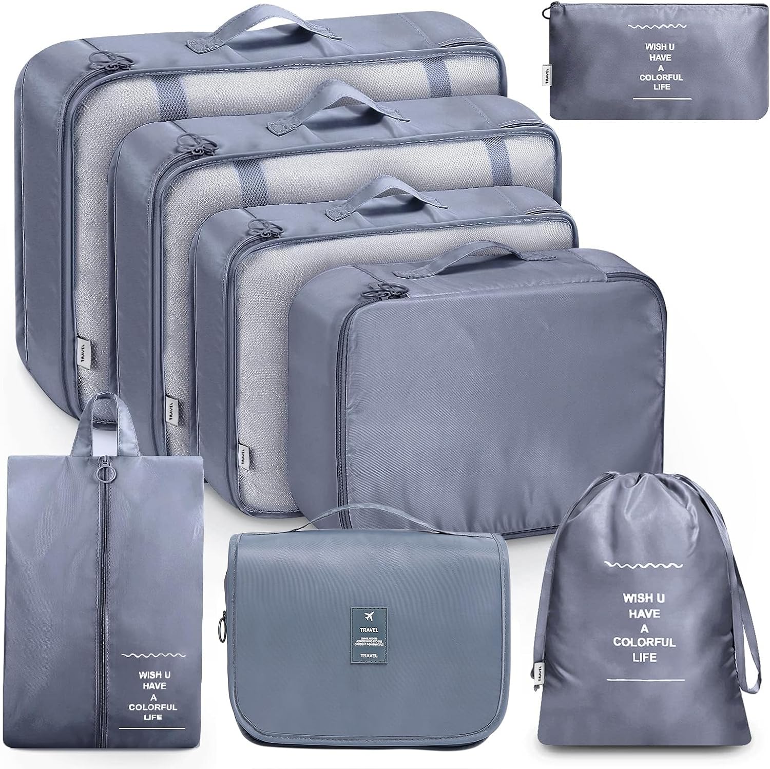 MURISE 8-Piece Packing Cubes, Clothes Bags, Travel Bag Organizer for Holiday and Travel, Packing Cube Travel Cubes, Travel Organization System