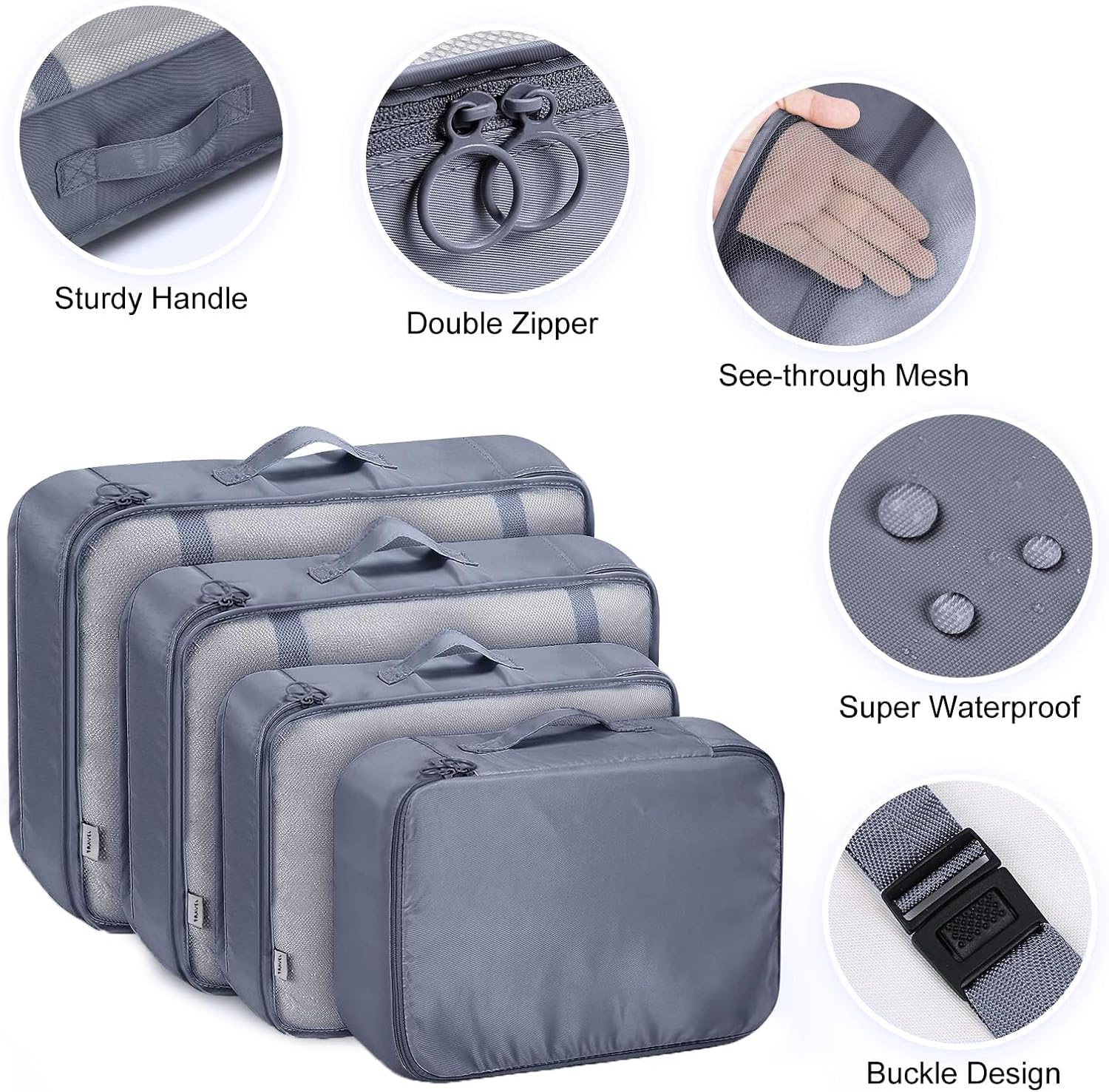 MURISE 8-Piece Packing Cubes, Clothes Bags, Travel Bag Organizer for Holiday and Travel, Packing Cube Travel Cubes, Travel Organization System