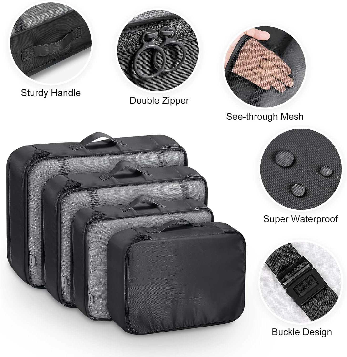 MURISE 8-Piece Packing Cubes, Clothes Bags, Travel Bag Organizer for Holiday and Travel, Packing Cube Travel Cubes, Travel Organization System